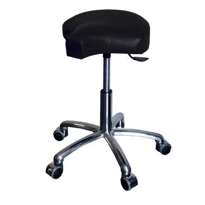 PHE Klippestol med alu stel - Ergonomisk behandlerstol og ståstøttestol - Egholm Skind ApS.
